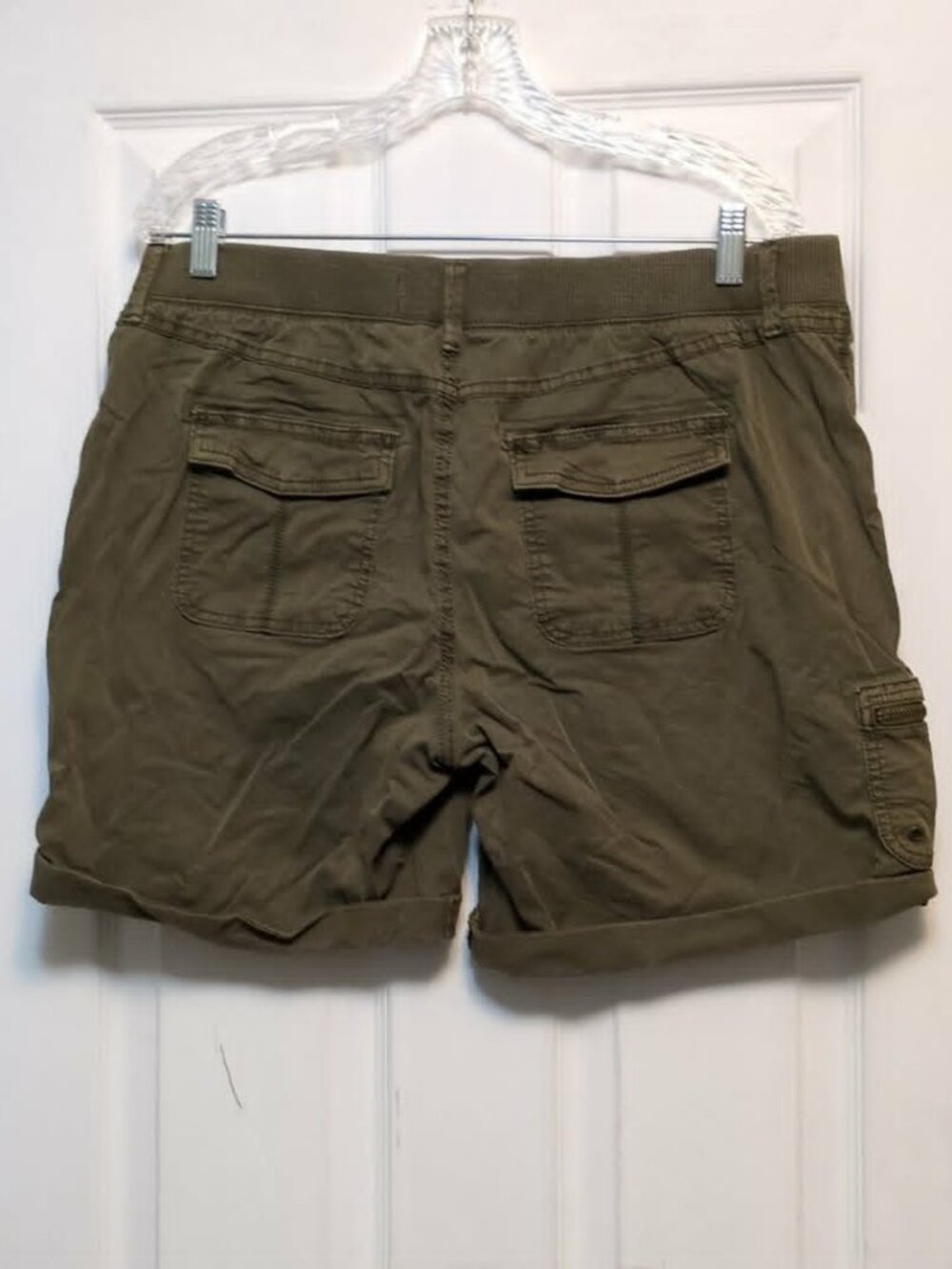 Sonoma Sz 16 Hiking Shorts Utility Cargo Army Olive Green Stretch Waist Woodsy - Picture 3 of 6
